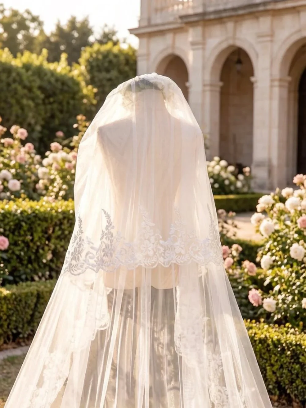 Royal Cathedral Lace Edge Bridal Veil 2 Tier White 138